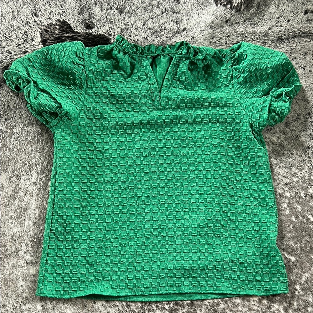 SHEIN Green Textured Blouse